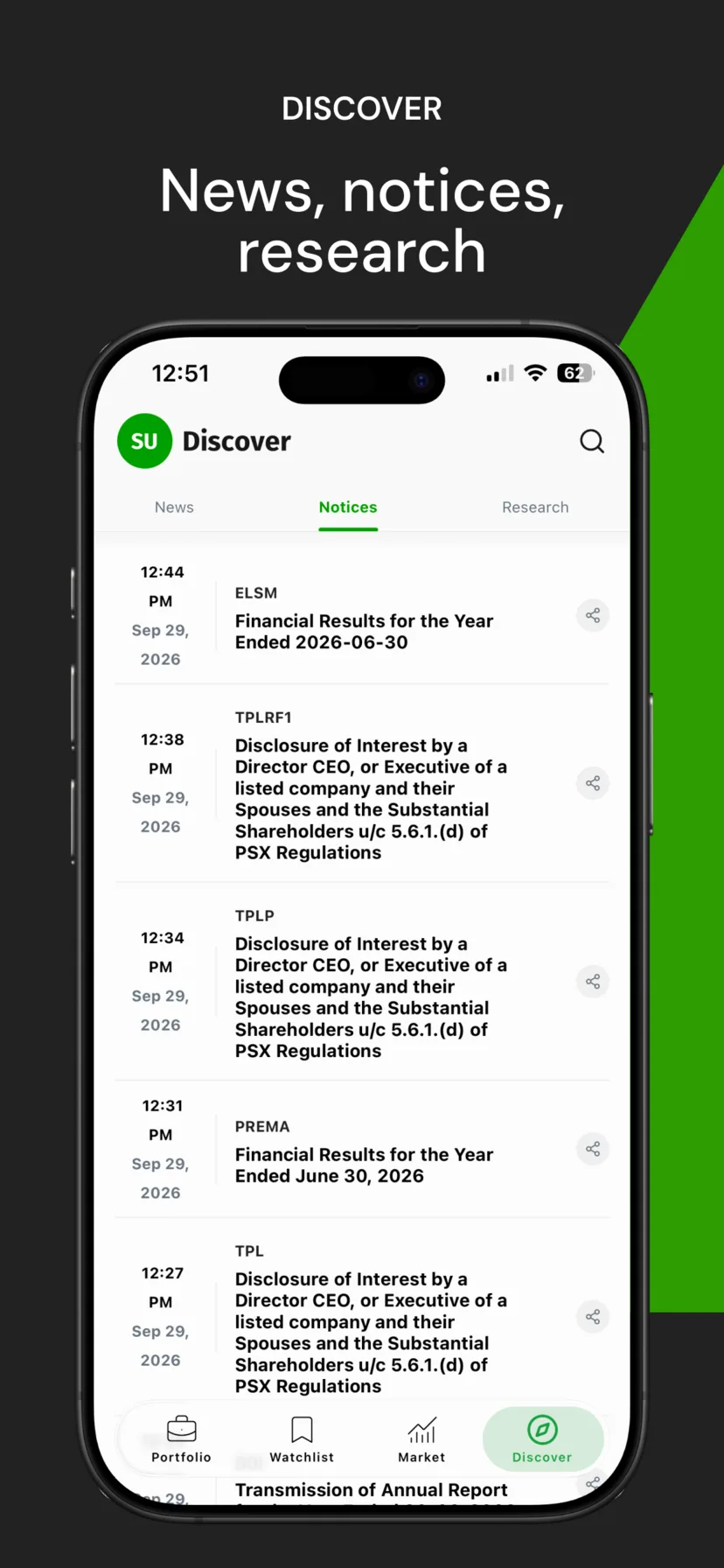FloStocks discover screen
