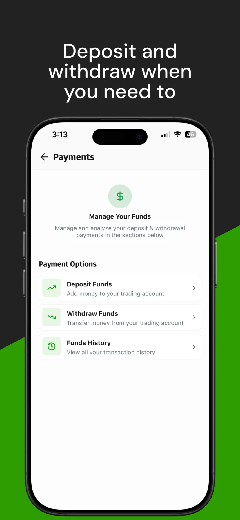 FloStocks payments screen